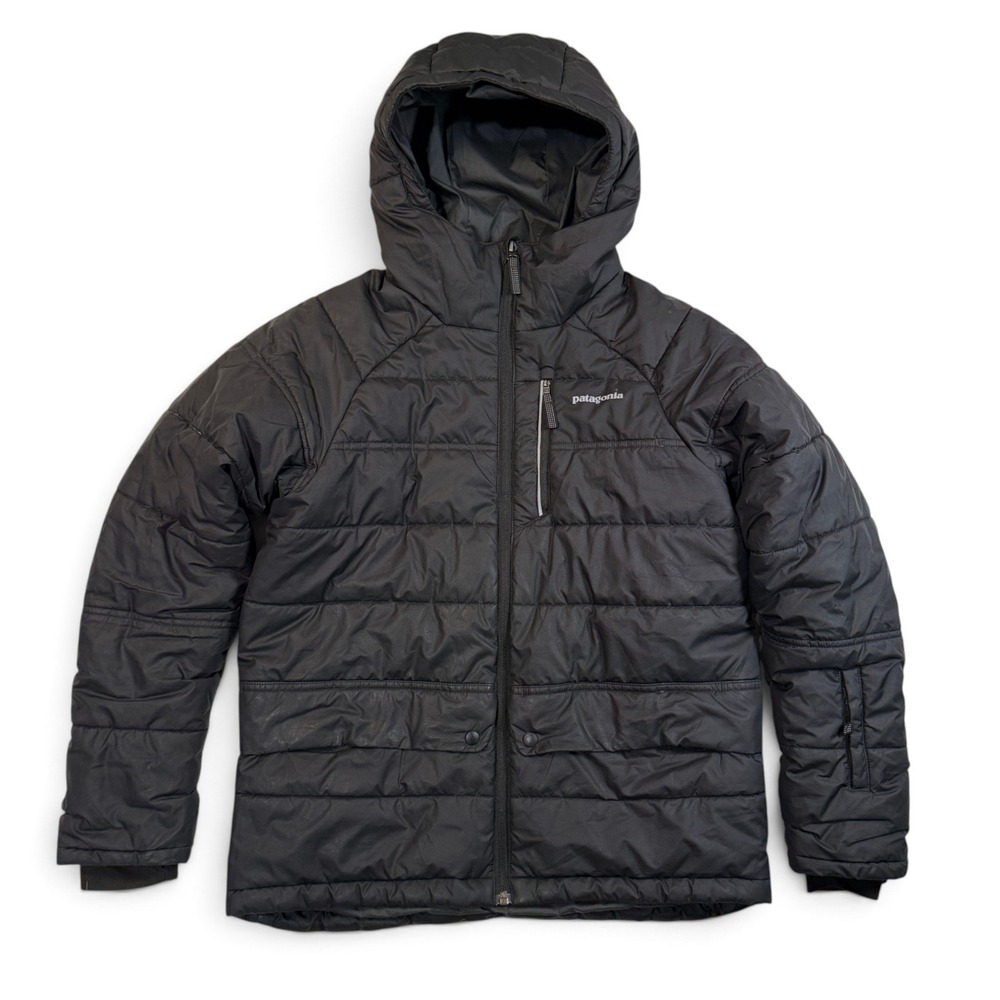 Patagonia Pine Grove Jacket Boys XL 14 Black Hooded Puffer 68585 Youth Coat